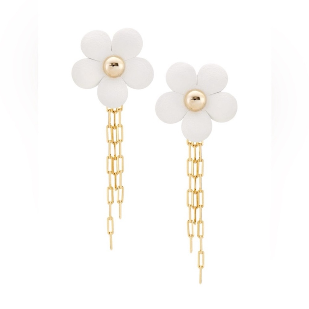 Rosantica Primula Goldtone and Leather Flower Drop Earrings